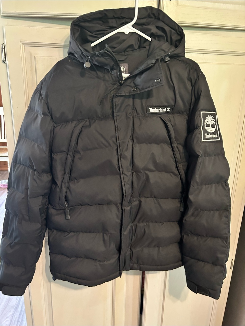 Timberland Men’s Black Puffer Coat Size XL  Warm Hooded